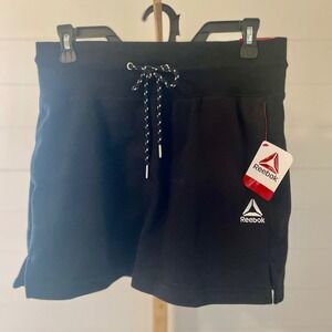 Reebok Women Black Slim Fit Sweat Skirt with Drawstring Sz S